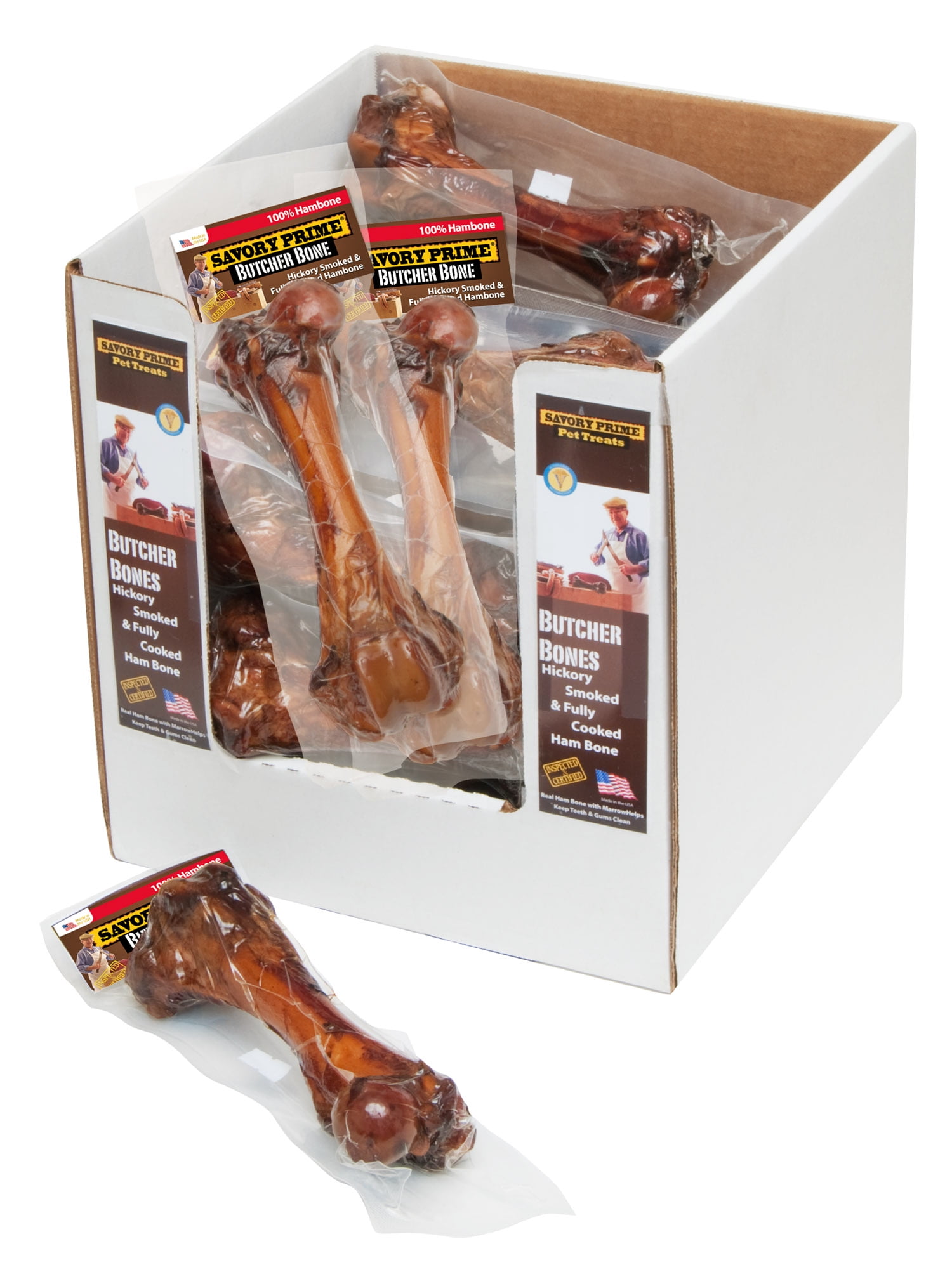 Picture of Savory Prime 8489437 12 in. Butcher Bones Smoked Ham Grain Free Treats for Dog - Case of 24