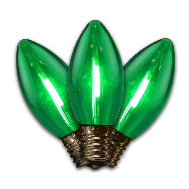 Smooth Transparent LED C9 Christmas Light Bulbs, Green - Case of 20
