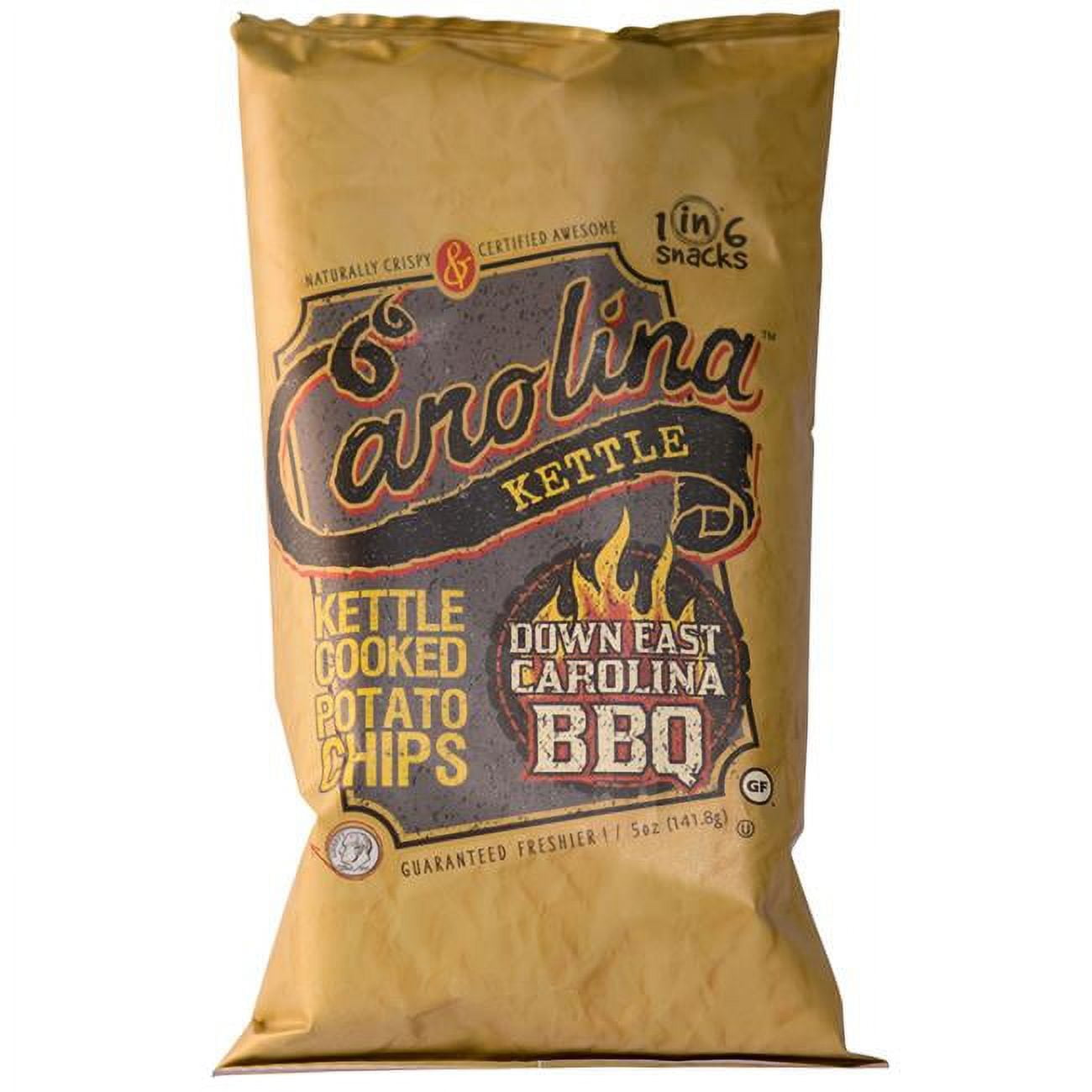 Picture of 1 in 6 Snacks 9023905 5 oz Bagged Carolina Down East BBQ Potato Chips - Case of 14