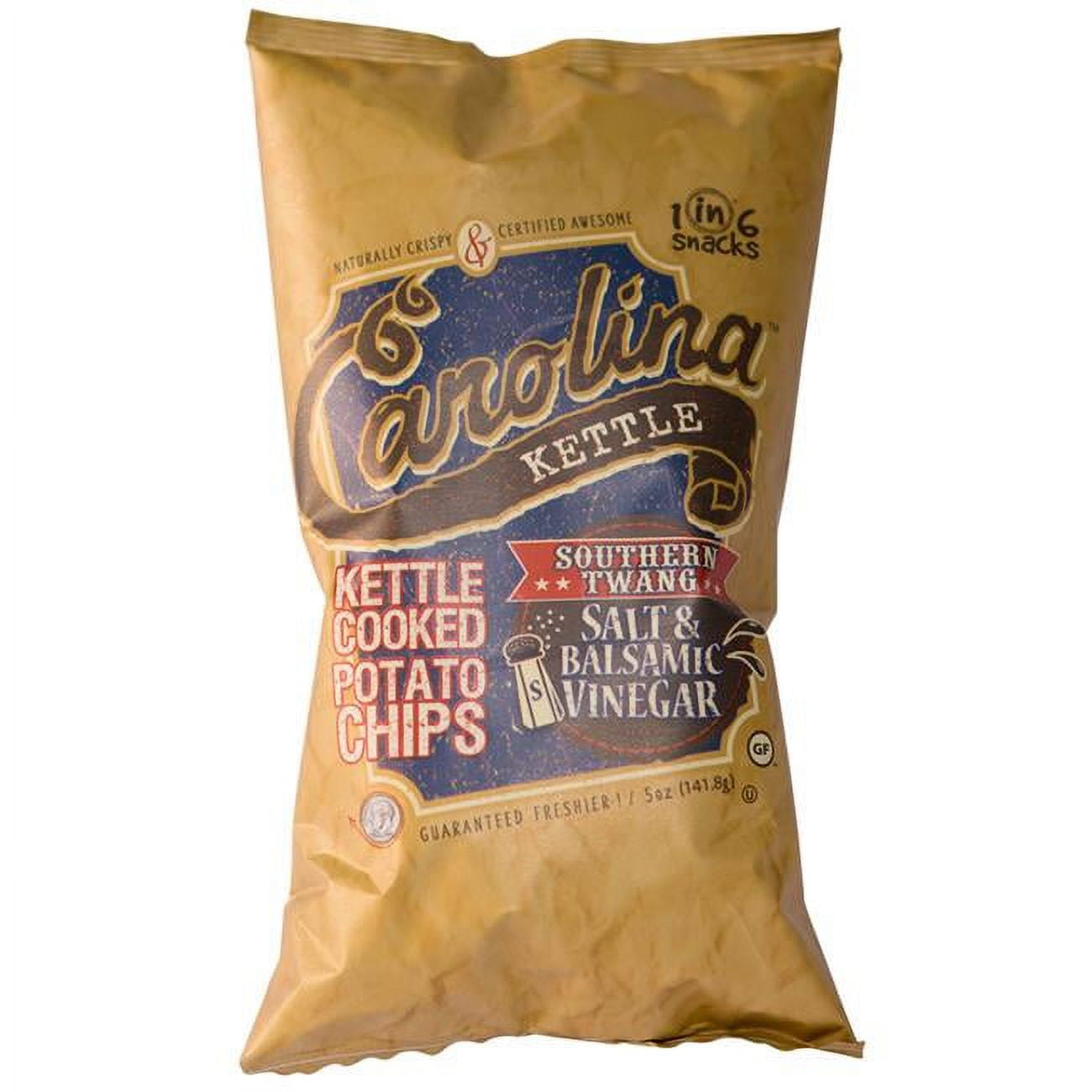 Picture of 1 in 6 Snacks 9023910 5 oz Bagged Carolina Salt & Balsamic Vinegar Potato Chips - Case of 14