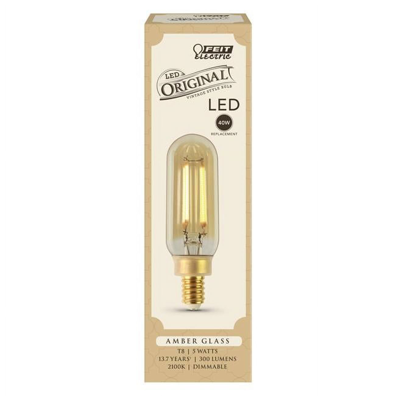 T8 E12 Candelabra LED Bulb Amber 40W Equivalence