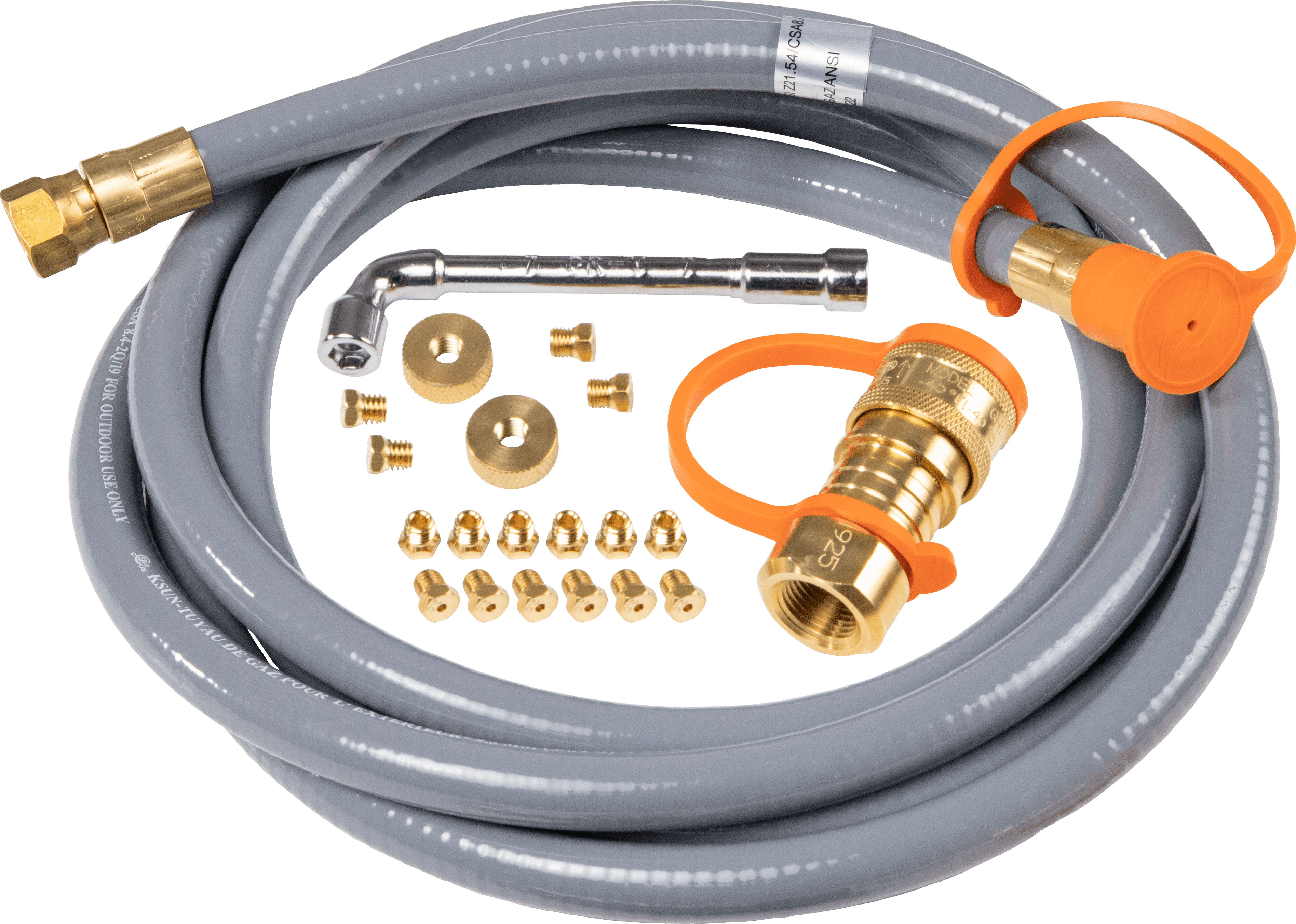 Natural Gas Conversion Kit, Quick Connect Hose, Brass, 3/8 in ID x 10 ft
