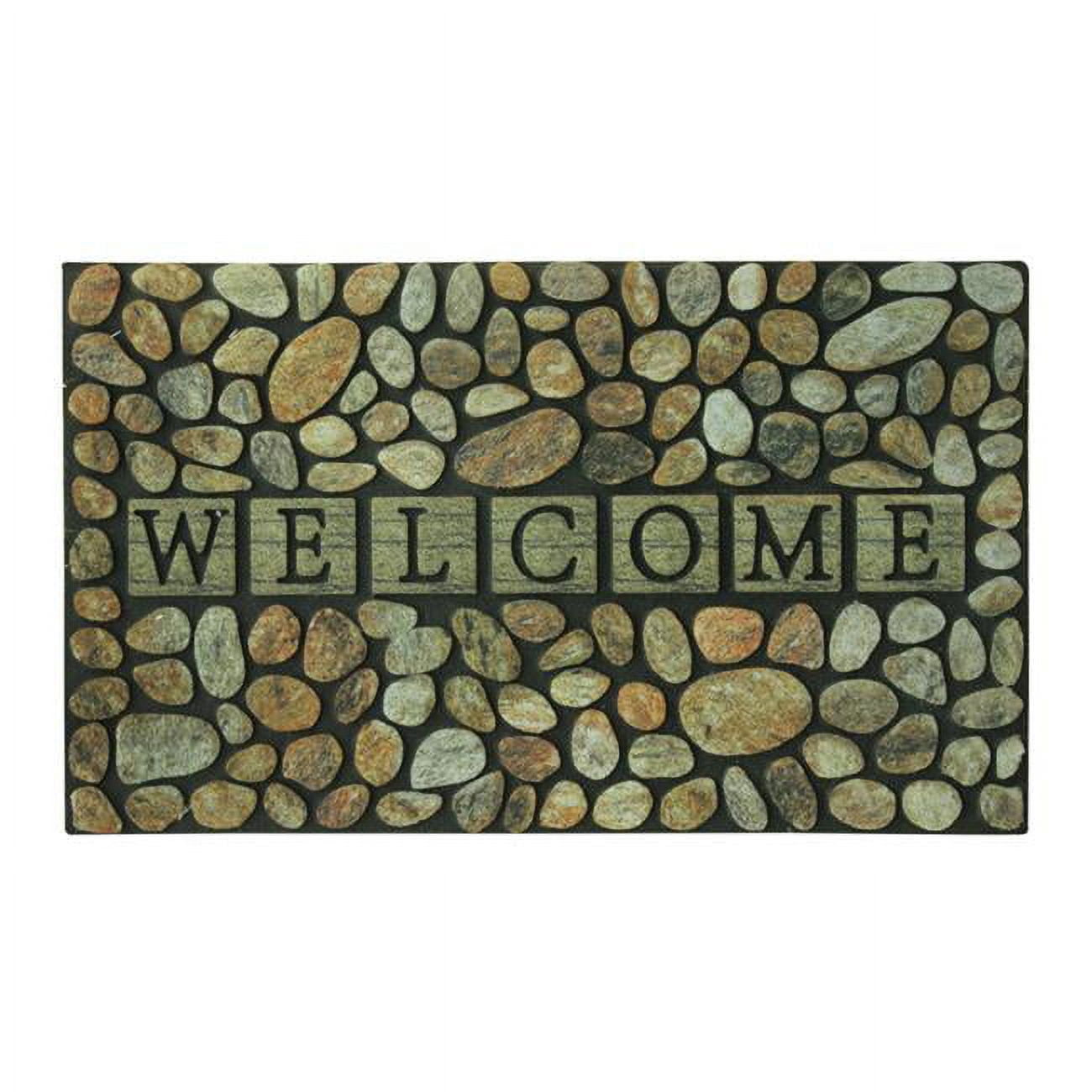 Floor Mat, 30 in L, 18 in W, Pebble Pattern, Rubber Surface, Multi-Color