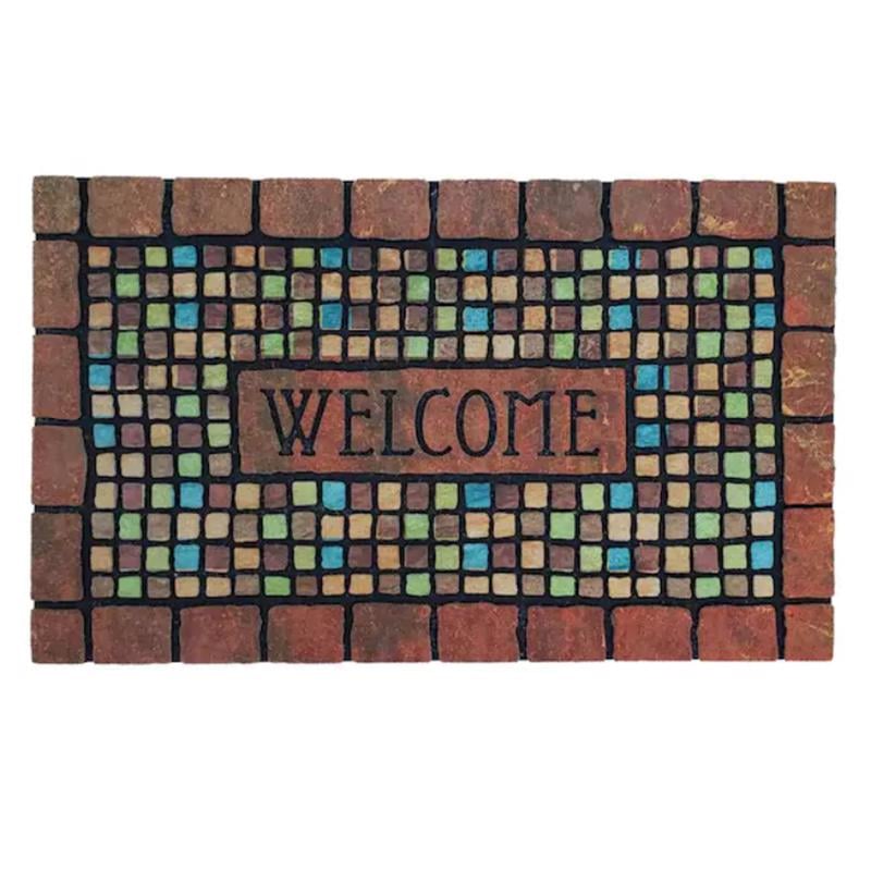 6005970 30 in. x 18 Terra Cotta Tiles Multi Color Nylon Nonslip Floor Mat