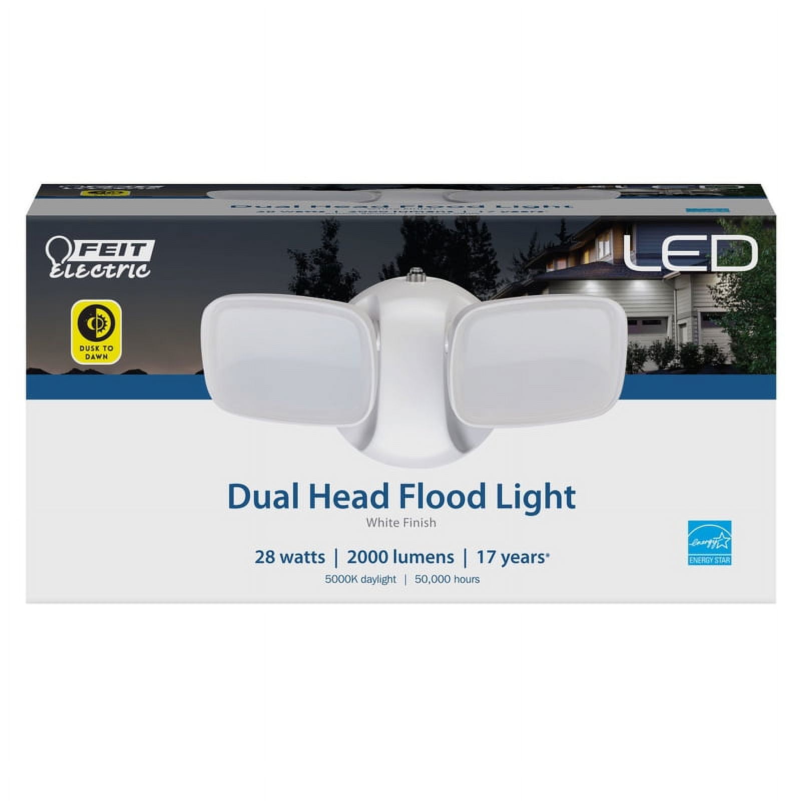 Feit Electric 120V 28W 2000 Lumens White LED Security Floodlight - S9DFL/850/DD/WH