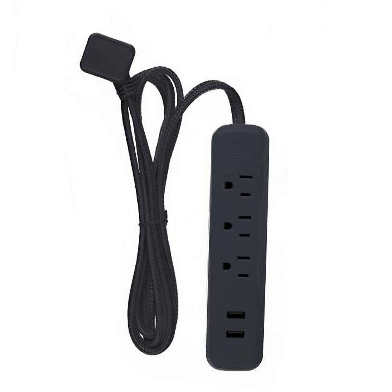 3002619 Designer 6 ft. 3 Outlets Power Strip with USB Ports, Black -  Globe Electric