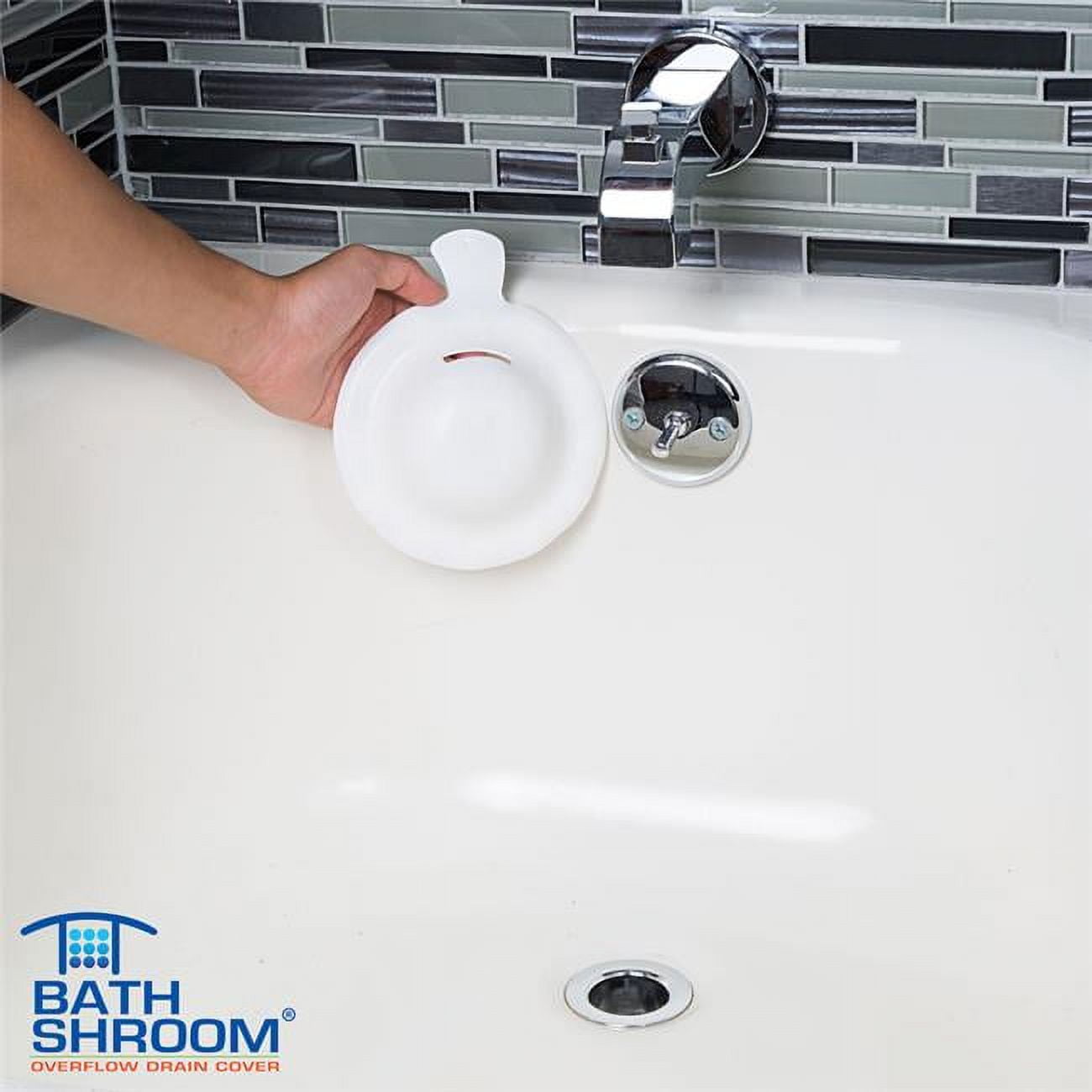Bathshroom 6.25 in. White Plastic Round Bath Overflow Cover