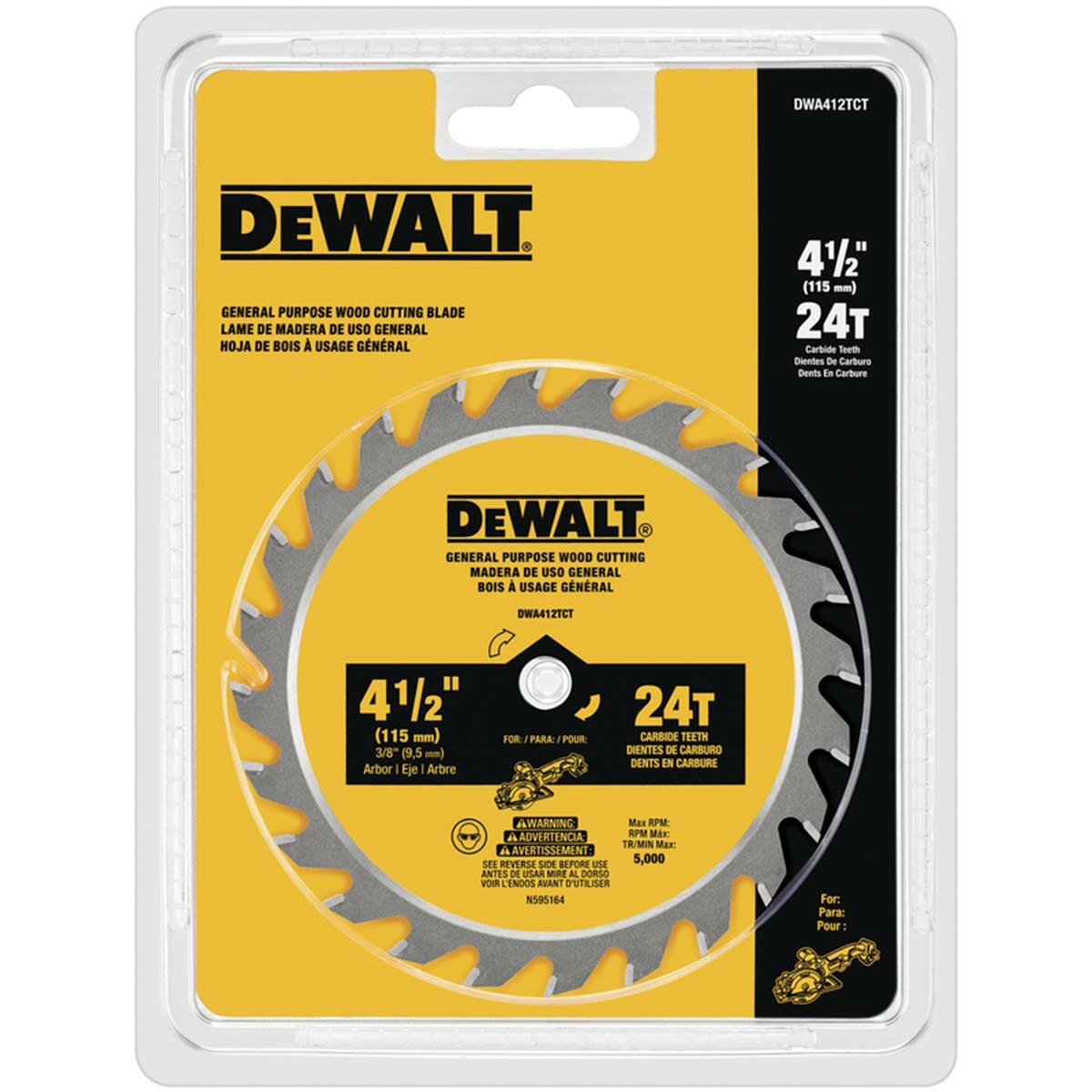 Picture of DeWalt 2006110 4.5 in. dia. x 0.375 in. Carbide Tipped Circular Saw Blade 24 Teeth