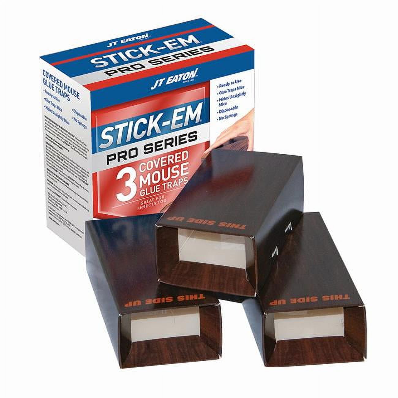 Picture of JT Eaton 7007490 Stick-Em Pro Series Small Covered Animal Trap for Mice - Pack of 3