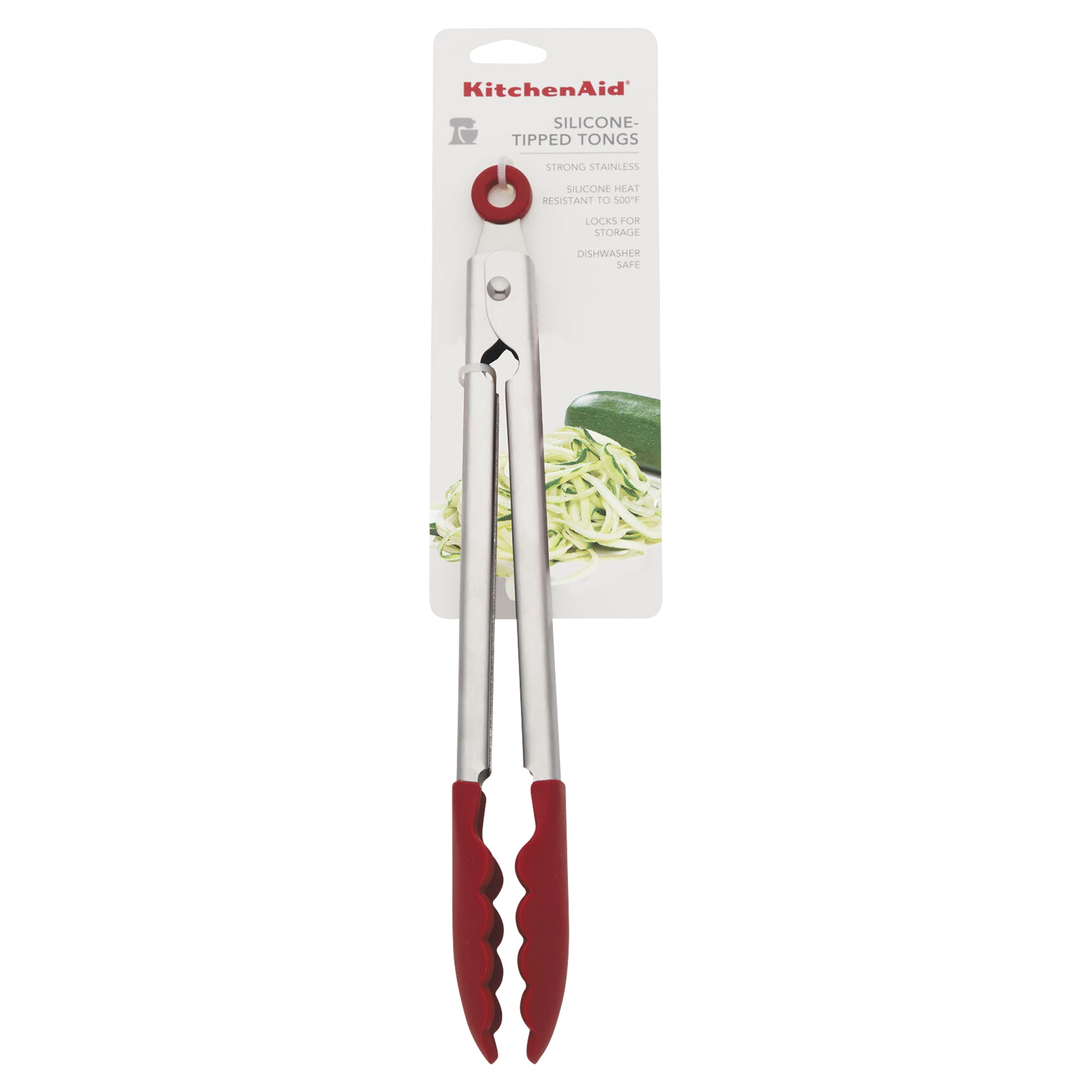 Picture of KitchenAid 6009289 1.38 x 10.83 in. Silver & Red Silicone & Stainless Steel Tip Tongs