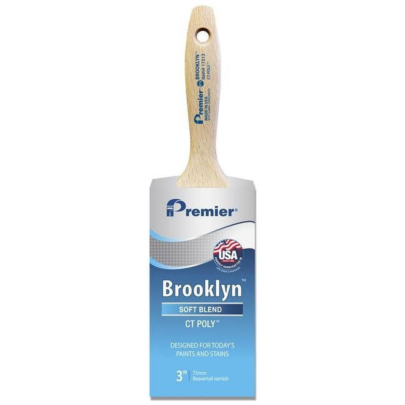 3" Flat Sash Soft, Polyester Bristle, Paint Brush, Hardwood Handle