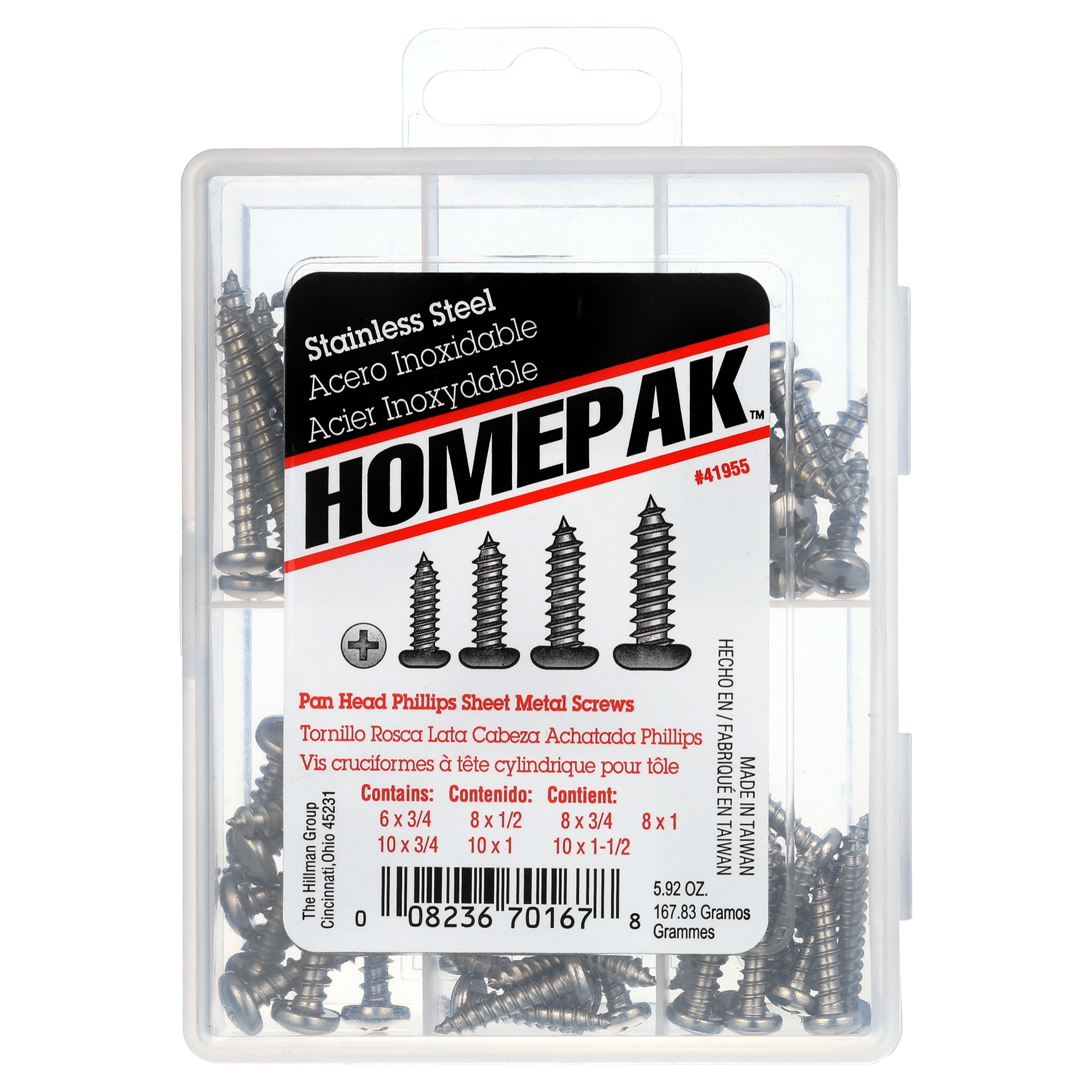 Phillips Pan Head Stainless Steel Sheet Metal Screw Kit, Assorted