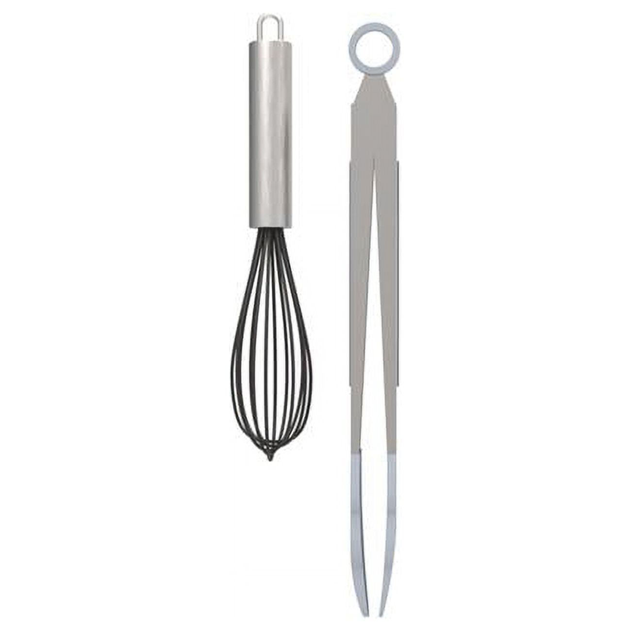 Picture of Core Home 6012642 Silver Silicone & Stainless Steel Whisk Tong Set