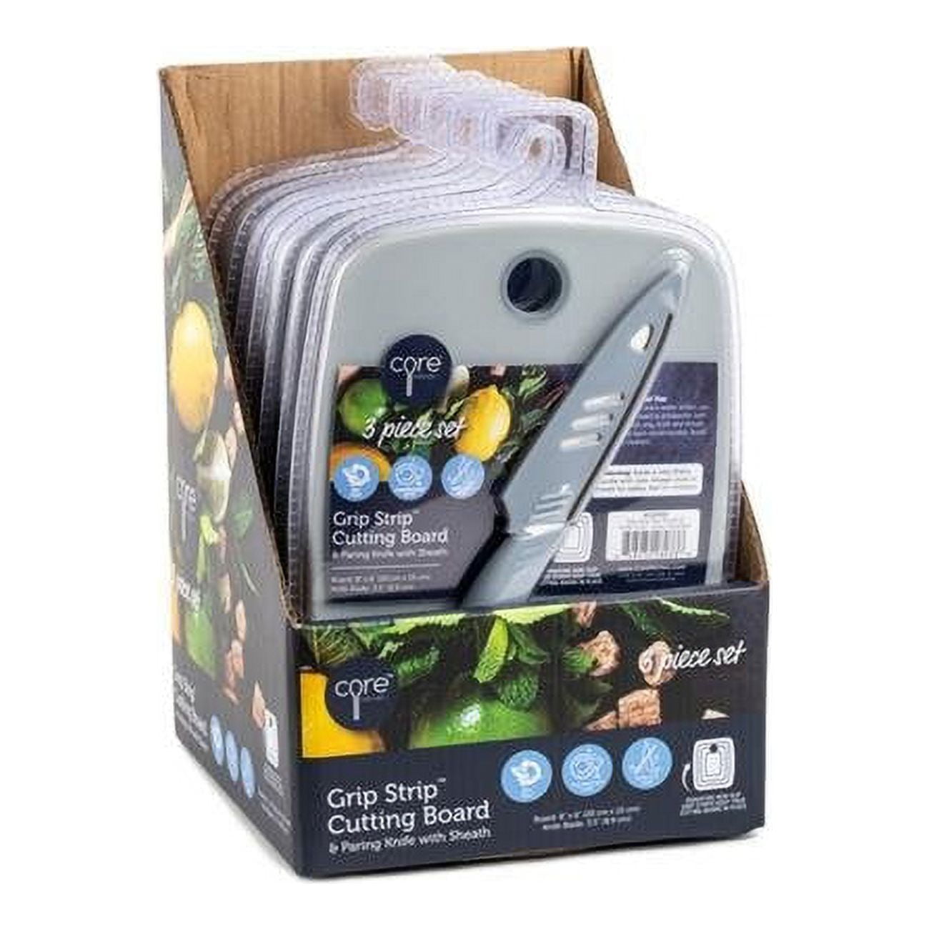 Picture of Core Kitchen 6012632 Assorted Colors Polypropylene Cutting Board with Paring Knife