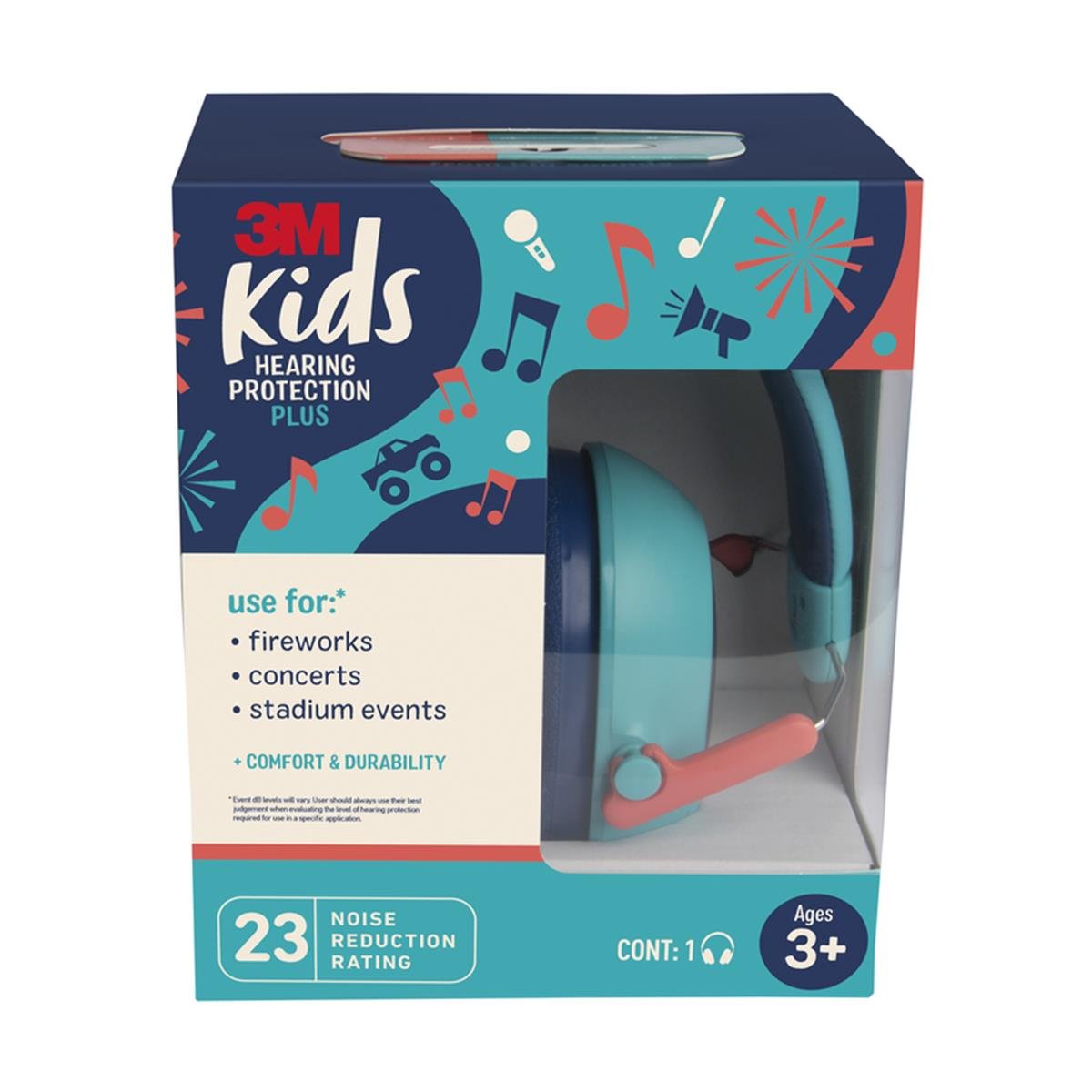 Picture of 3M 2007976 Hearing Protection PLUS 23 dB Kids Ear Muffs, Teal