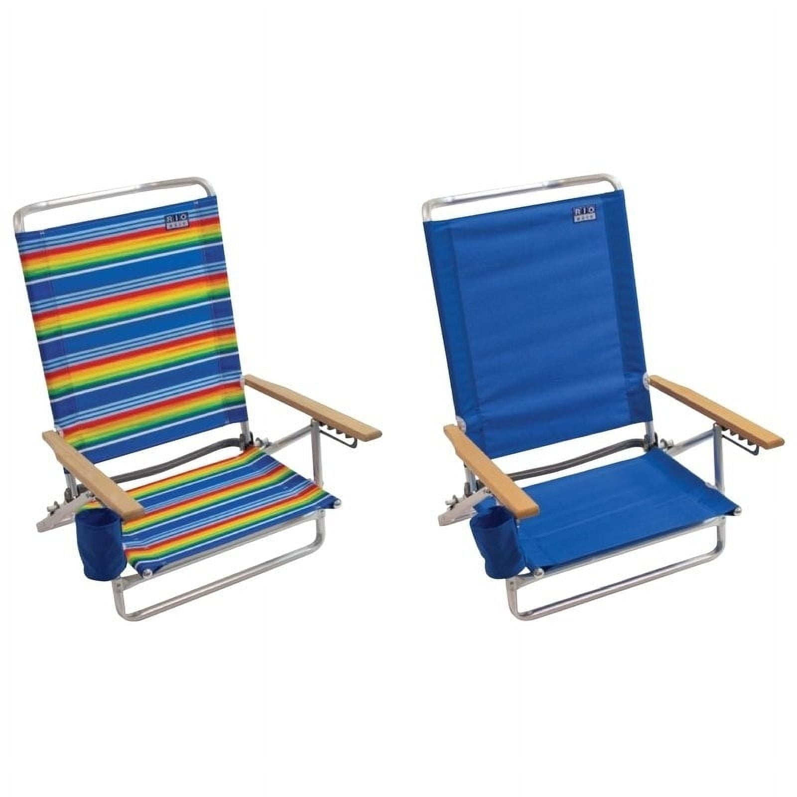 Picture of Rio Brands 8028397 5 Position Adjustable Assorted Colors Beach Folding Chair, Pack of 4