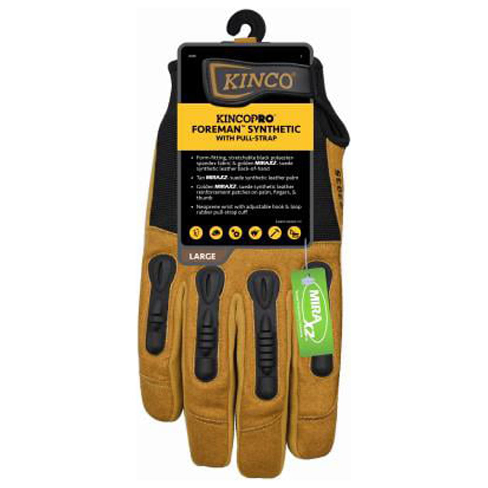 7014478 Foreman Mens Indoor & Outdoor Padded Gloves, Black & Tan - Medium - Set of 2 -  Kinco, 2035-M