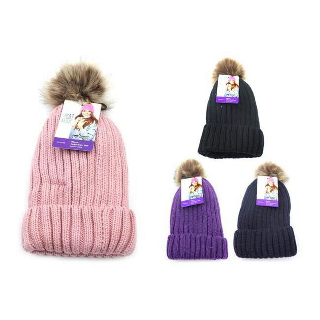Heat Max Fur Pom-Pom Thermal Acrylic Hat - Pack of 24