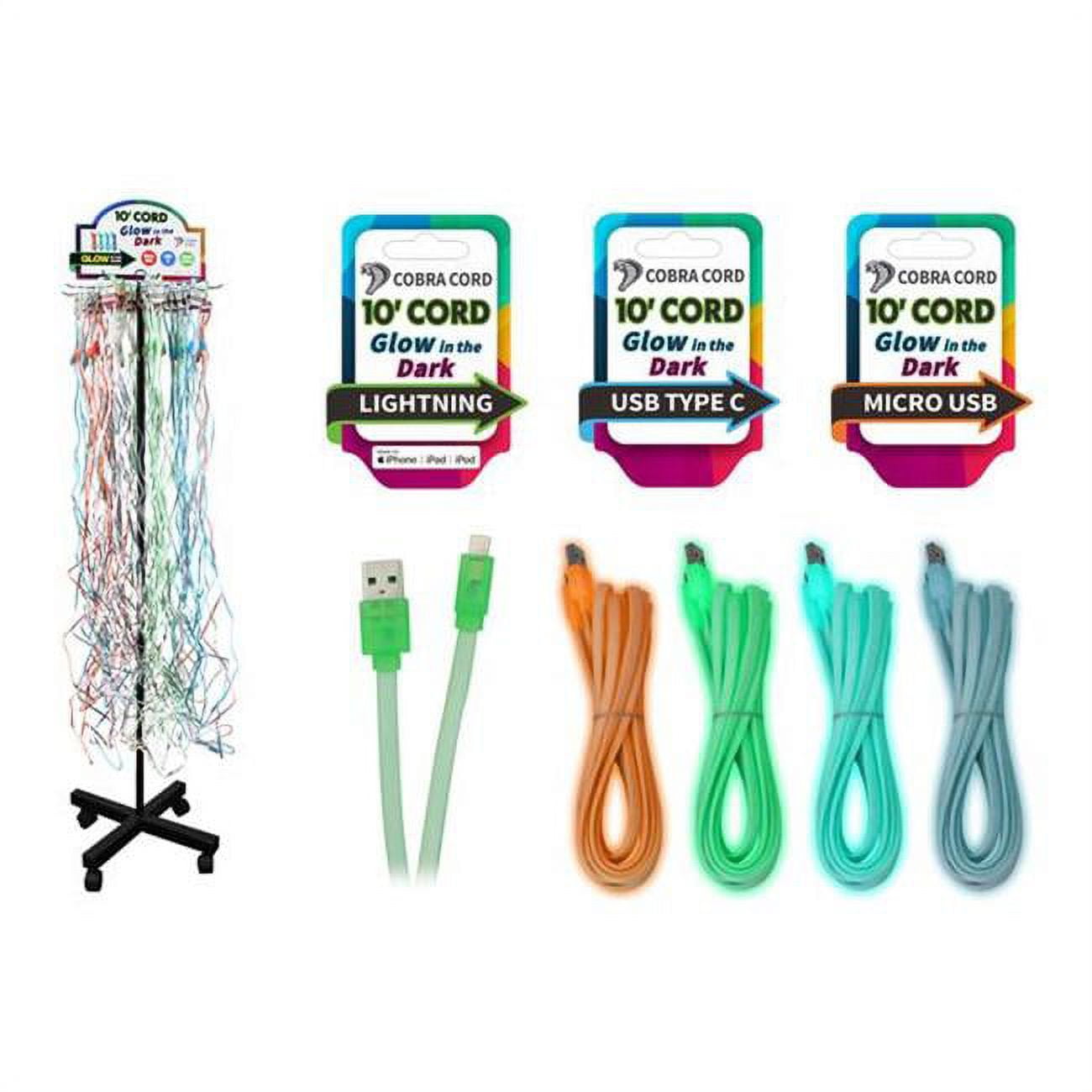 Picture of Diamond Visions 9068391 10 ft. Lightning&#44; Type C & Micro USB Glow in the Dark Cable - Pack of 72
