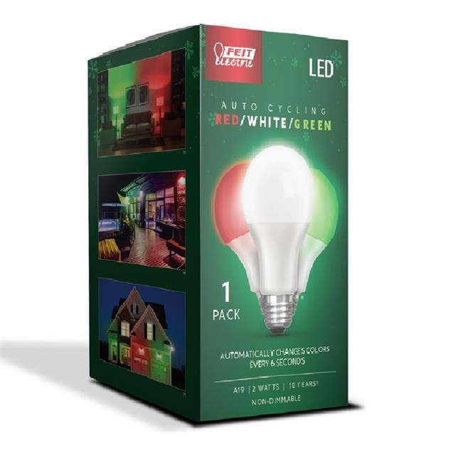 2W A19 LED, Green, Red & White
