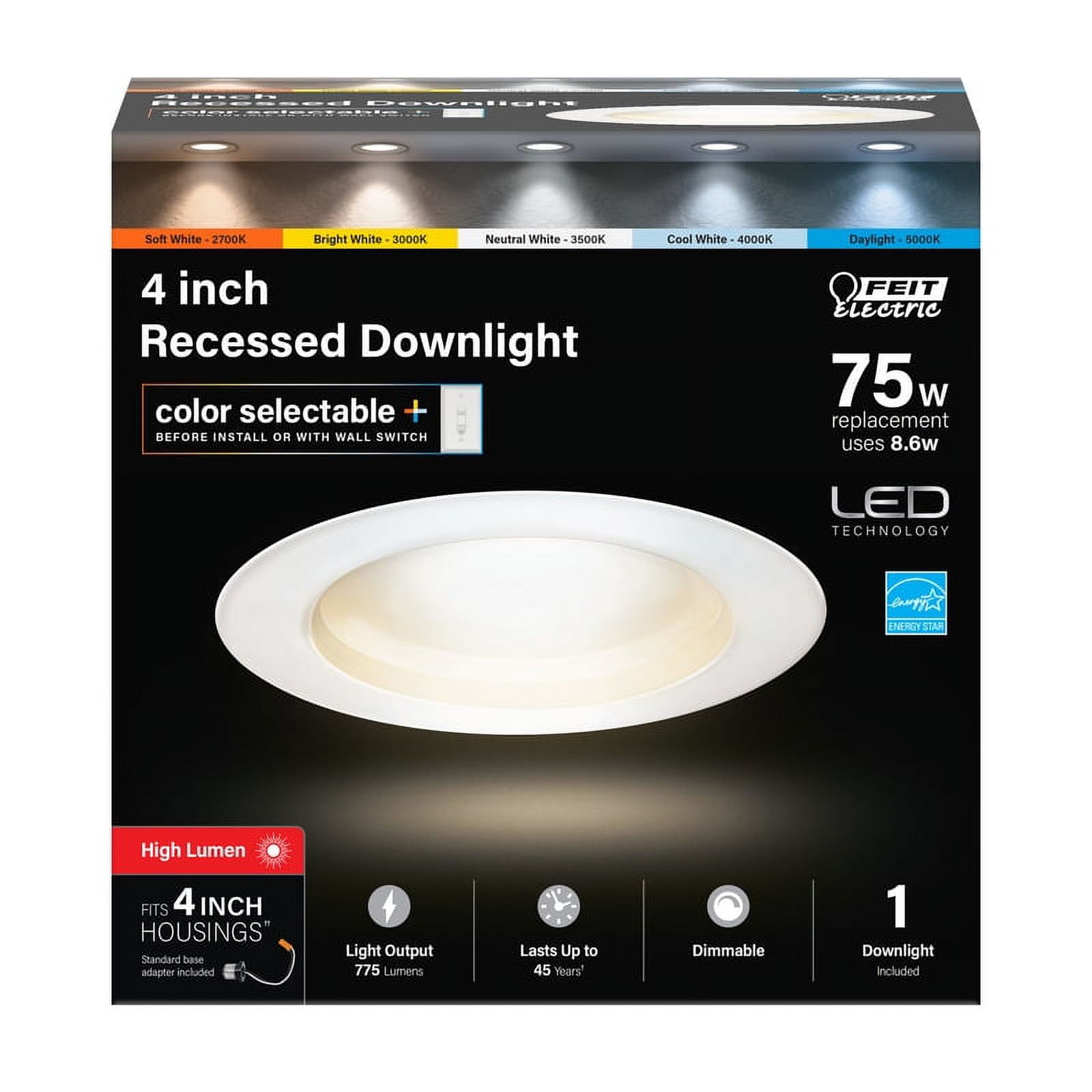 Feit Electric 4in 8.6W 775 Lumens LED Recessed Downlight - LEDR4HO/6WYCA