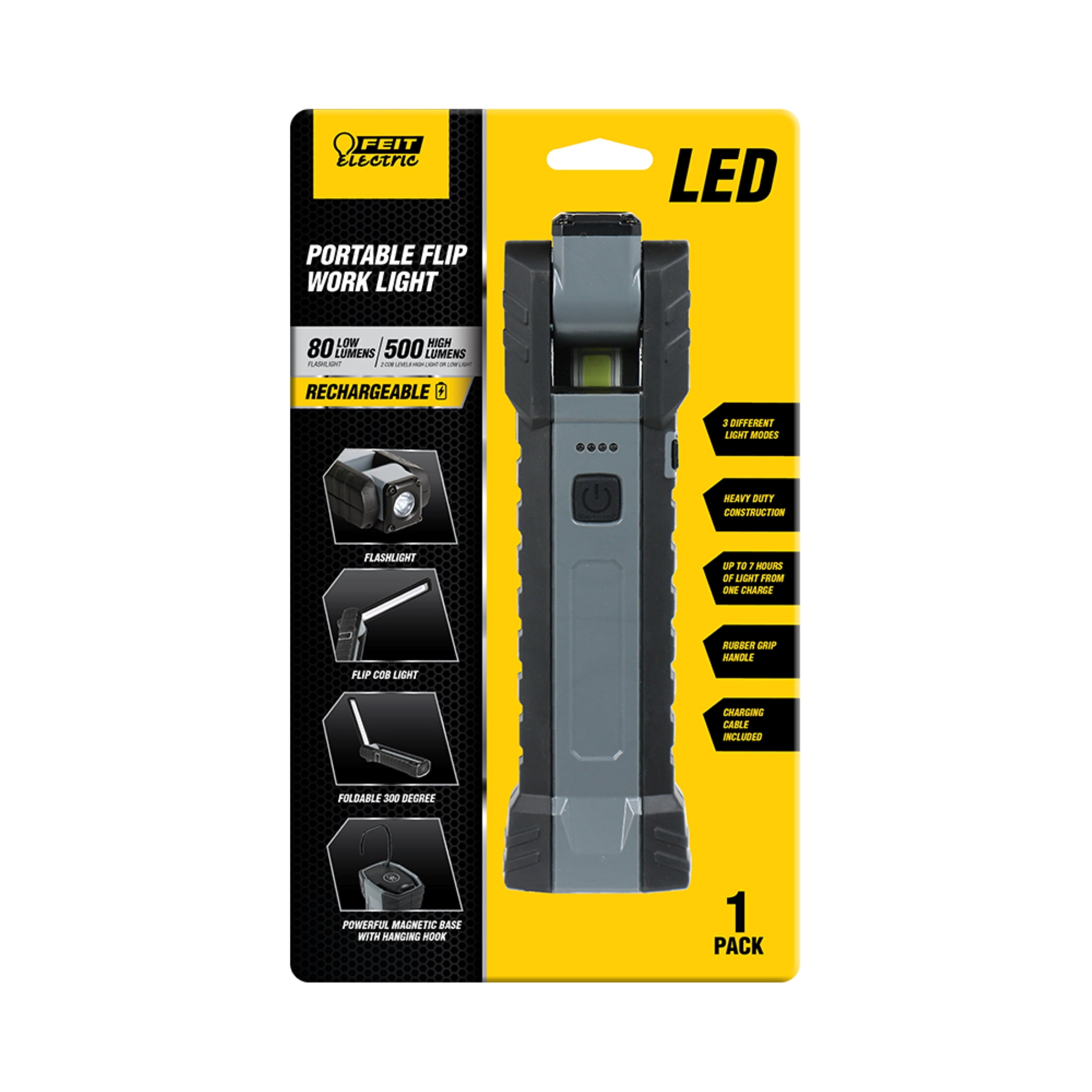 Picture of Feit Electric 3004584 5W Lumens LED Rechargeable Handheld Work Light with Magnet