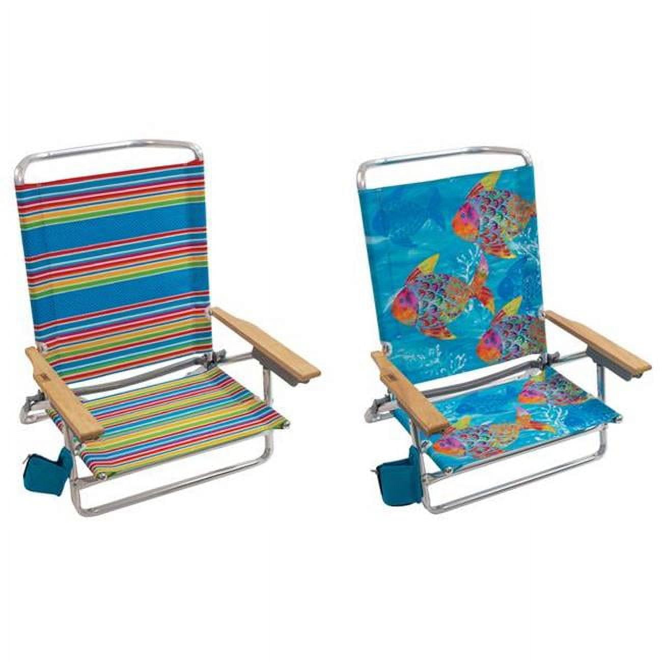 Picture of Rio Brands 8028403 18 in. 5 Position Adjustable Assorted Beach Folding Chair - Pack of 4