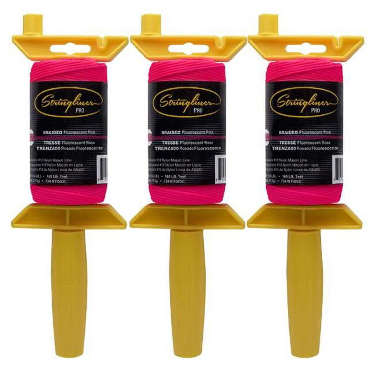 250 ft. PRO Masons Line & Reel Contractor Pack Fine Braided Line, Fluorescent Pink