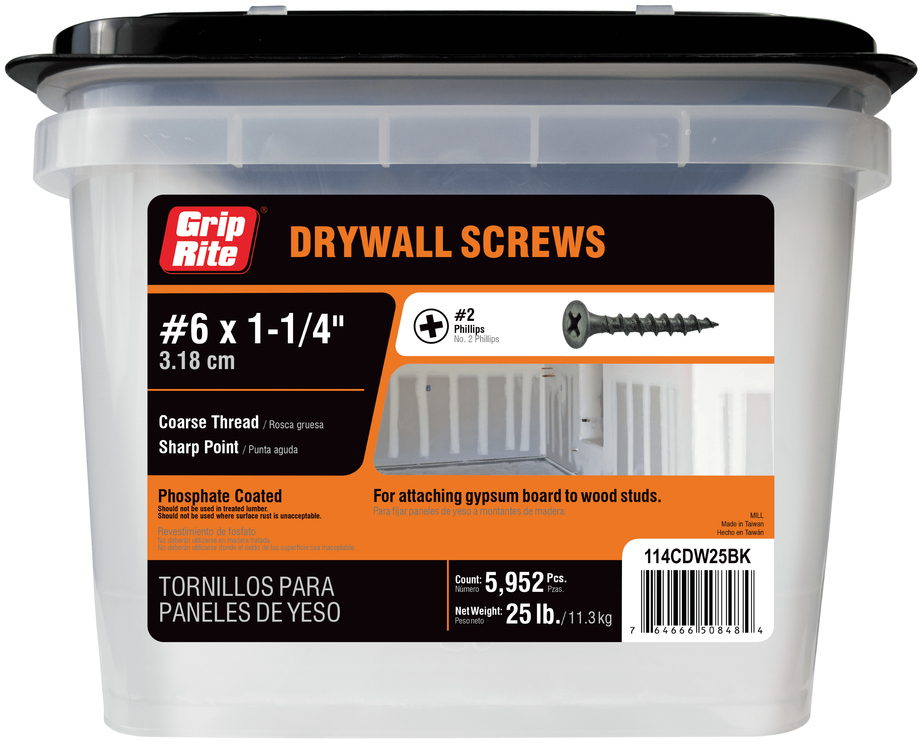 Picture of Grip-Rite 5023390 25 lbs No. 6 x 1.25 in. Phillips Drywall Screws
