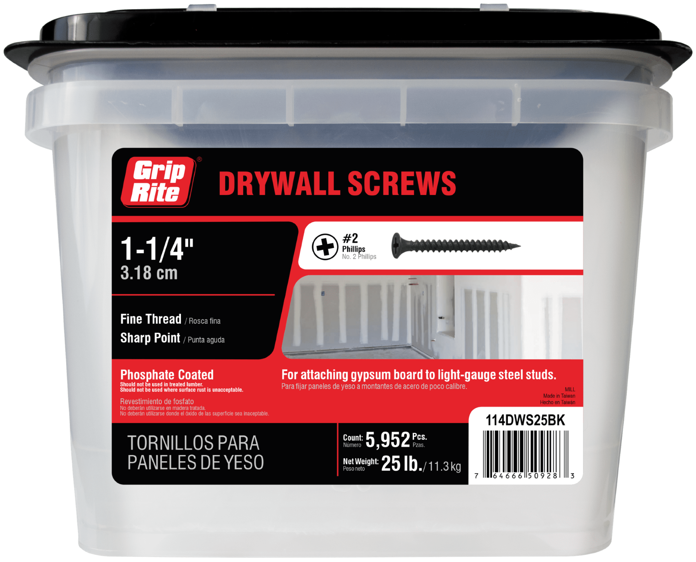 Picture of Grip-Rite 5023509 25 lbs No.6 x 1.25 in. Phillips Drywall Screws