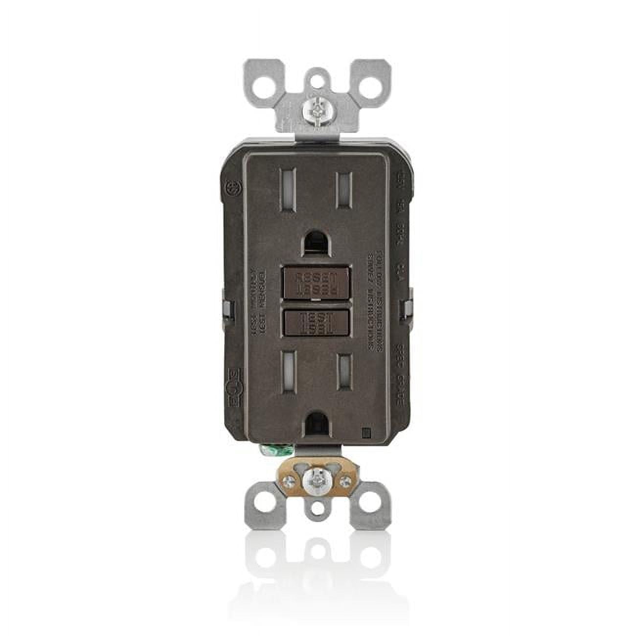 15 amps 125V 5-15R Smartlockpro Duplex GFCI Outlet, Brown