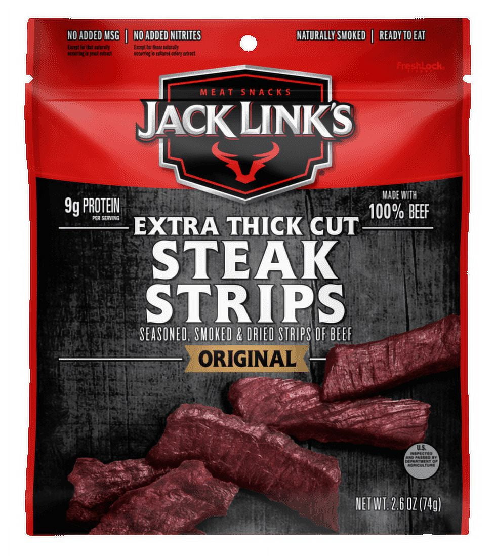 Picture of Jack Links 9067221 2.6 oz Original Beef Strips Jerky Bagged - Pack of 8