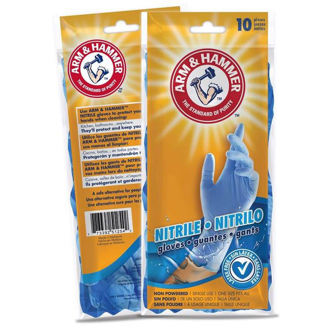 Picture of Arm & Hammer 6031826 Nitrile Disposable Gloves&#44; Blue - One Size - Pack of 10