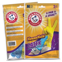 Picture of Arm & Hammer 6031846 A Pair & A Spare Latex Cleaning Gloves&#44; Blue & Yellow - Medium - 4 Count