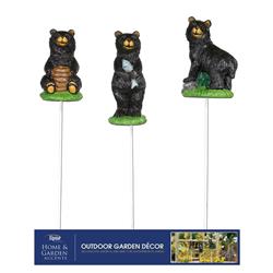 Picture of Alpine 8048443 12 in. Polyresin Black Bears Planter Stake&#44; Multi Color - Pack of 12