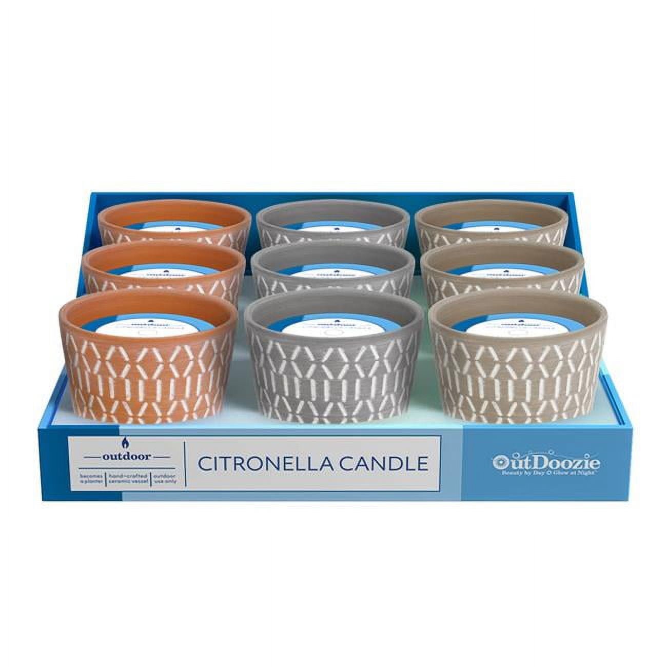 Picture of Outdoozie 8048437 4 in. Ceramic Zander Dash Citronella Candle - Assorted Color - Pack of 9