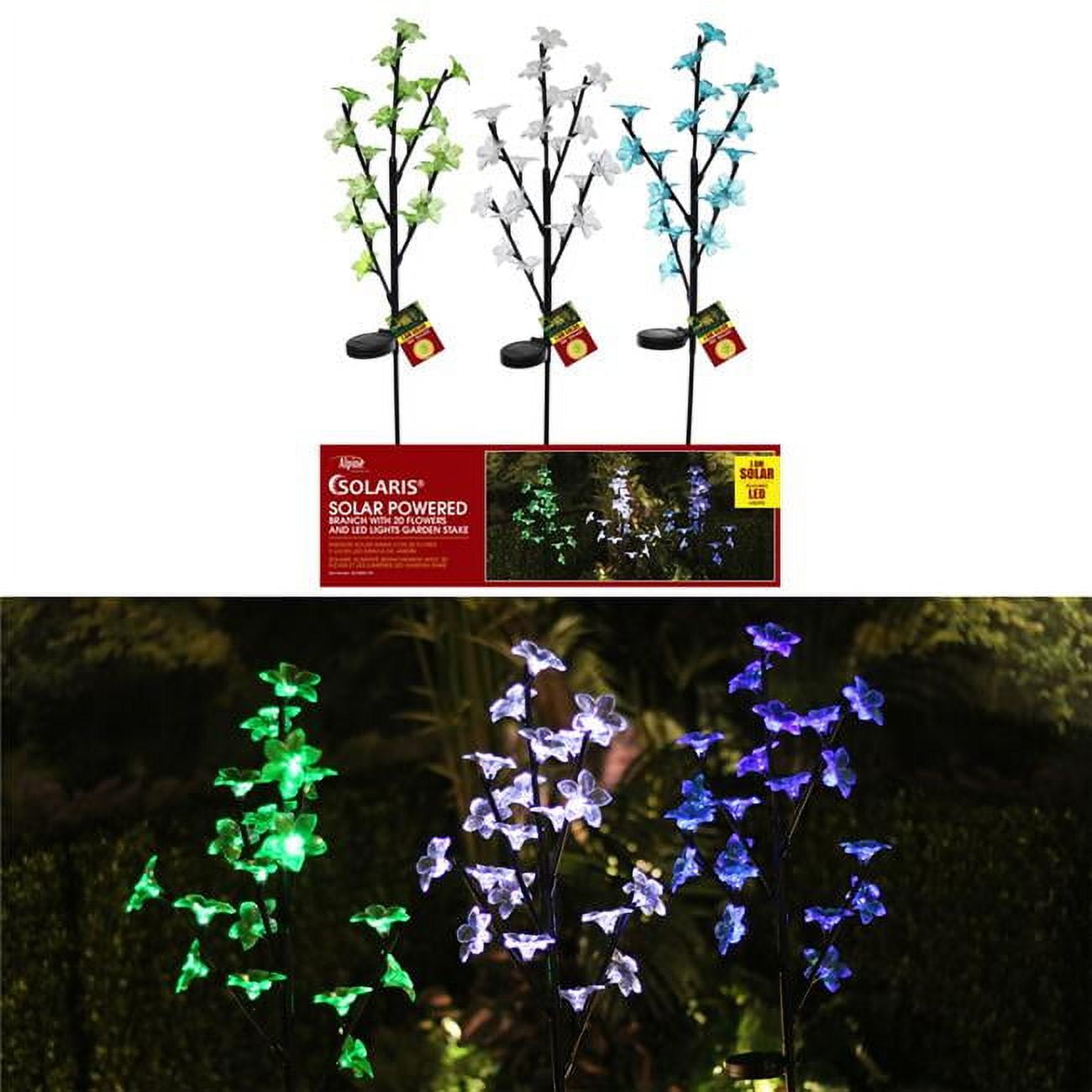 Picture of Alpine 8048322 38 in. Solalris Plastic Flowering Tree Branch Solar Garden Stake&#44; Multi Color - Pack of 6