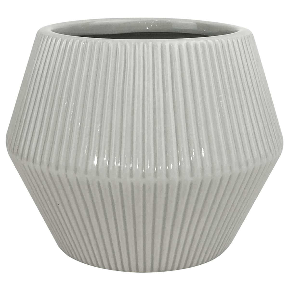 8 in. Dia. Rena Ceramic Planter, Light Gray - Pack of 2