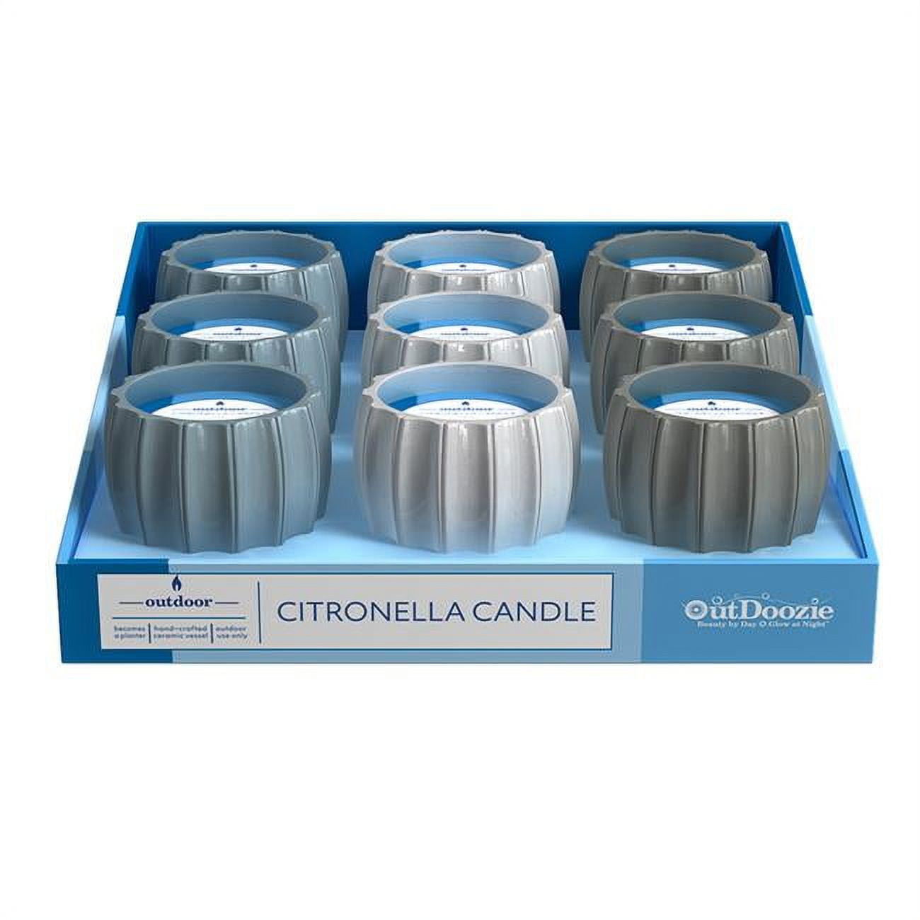 Picture of Outdoozie 8048434 4 in. Ceramic Contour Citronella Candle, Assorted Color - Pack of 9
