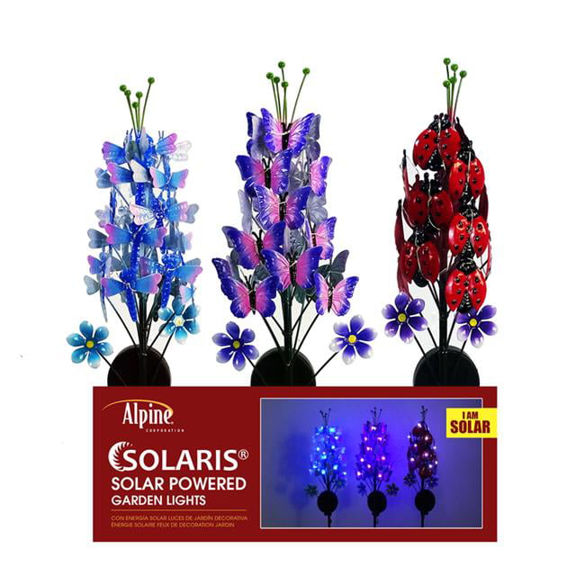 Picture of Alpine 8048321 33 in. Solalris Insect Hydrangea Solar Garden Stake&#44; Assorted Color - Iron - Case of 8