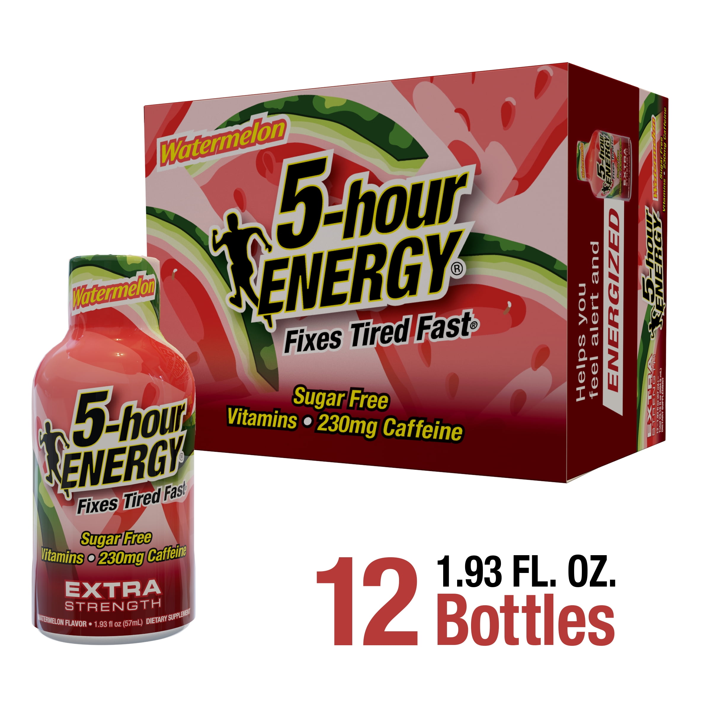 Picture of 5-Hour Energy 9074185 1.93 oz 5-hour Energy Extra Strength Sugar Free Watermelon Energy Shot - Pack of 12