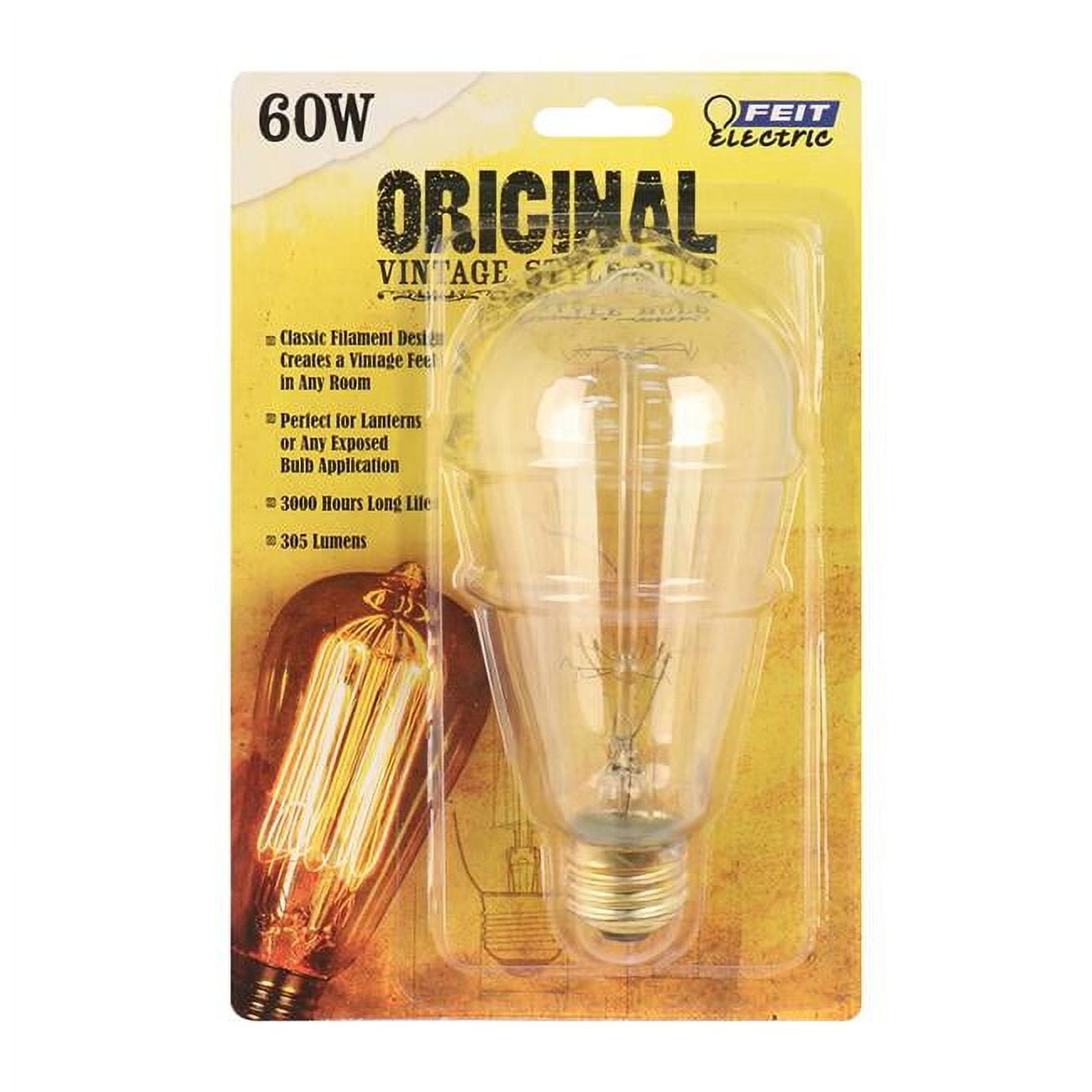 Picture of Feit 3460102 60W The Original ST19 Vintage Incandescent E26 Medium Bulb - Soft White - Pack of 6