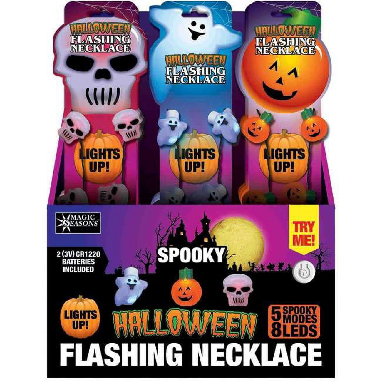 Magic Seasons Prelit Spooky Flashing Bulb Necklace Accessory - Pack of 24