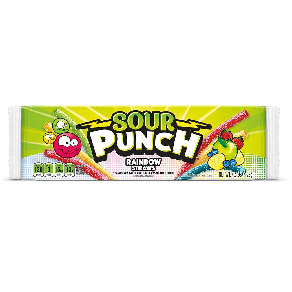Picture of Sour Punch 9073641 4.5 oz Punch Rainbow Straws Candy - Pack of 24