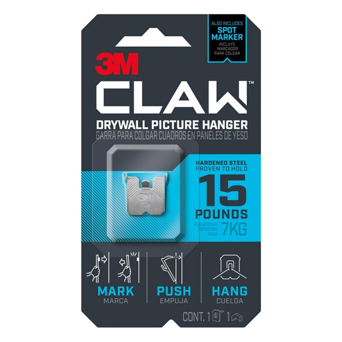 Picture of 3M 5035832 15 lbs Claw Silver Drywall Picture Hanger, Silver