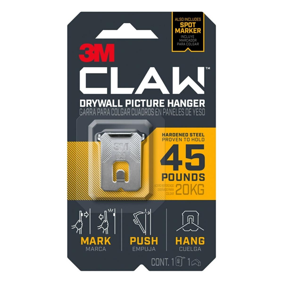 Picture of 3M 5035823 45 lbs Claw Silver Drywall Picture Hanger&#44; Silver