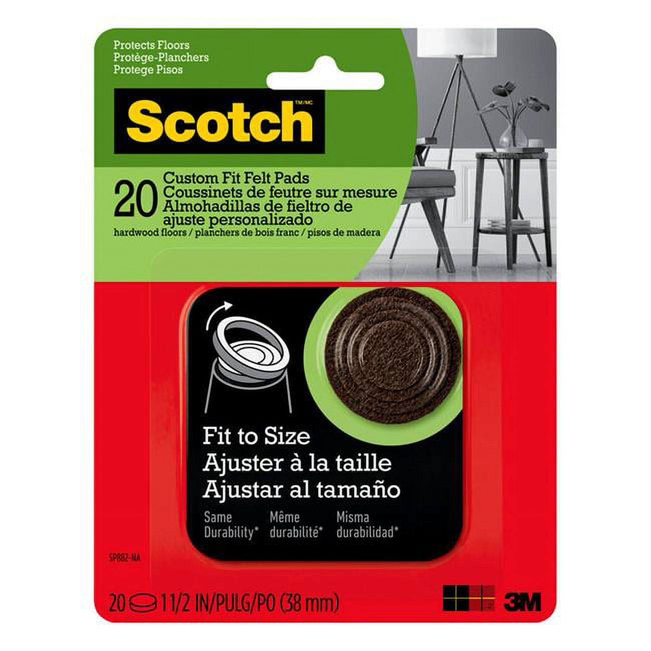 Picture of Scotch 5036388 1.5 in. Round Felt Self Adhesive Protective Pad&#44; Brown - Case of 20 - Pack of 6