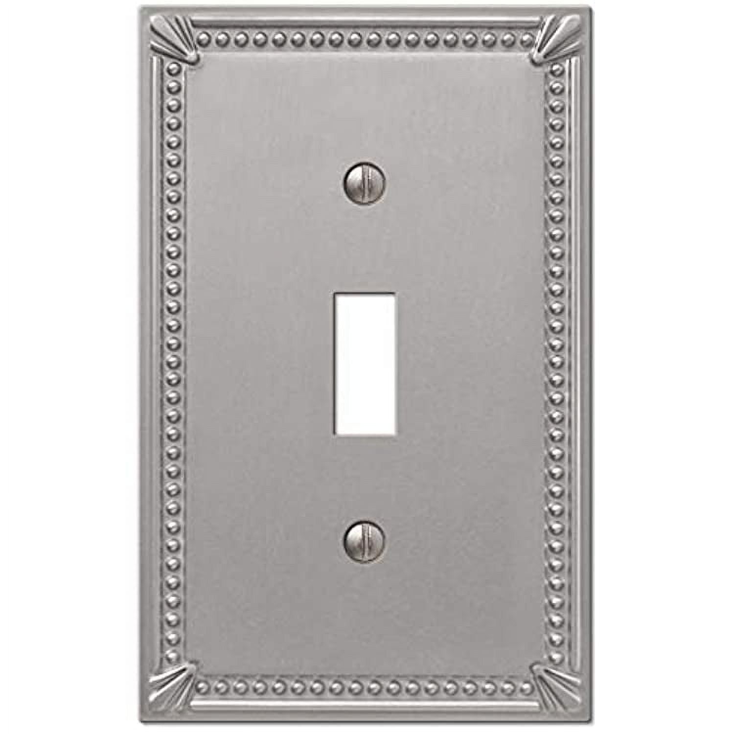 Picture of Amerelle 3009140 Imperial Bead Brushed Nickel 1 Gang Metal Toggle Wall Plate, Gray