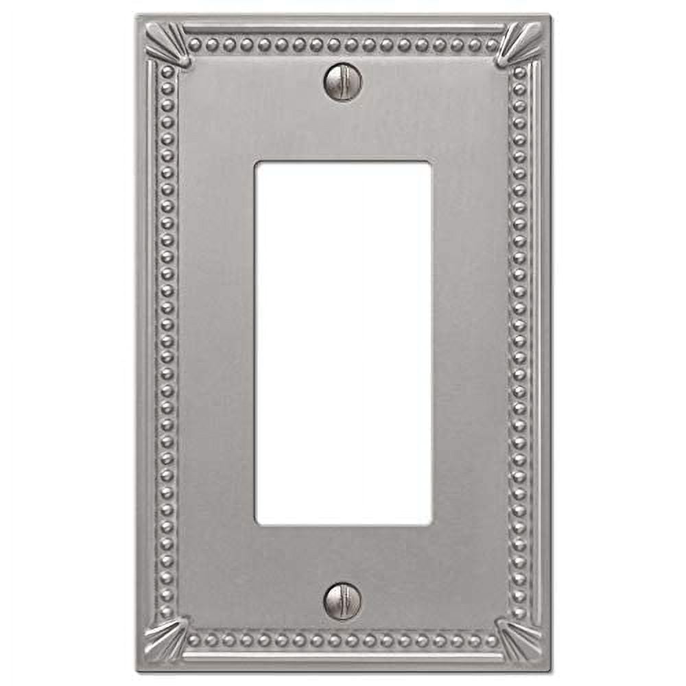 Picture of Amerelle 3009139 Imperial Bead Brushed Nickel 1 Gang Metal Rocker Wall Plate, Gray