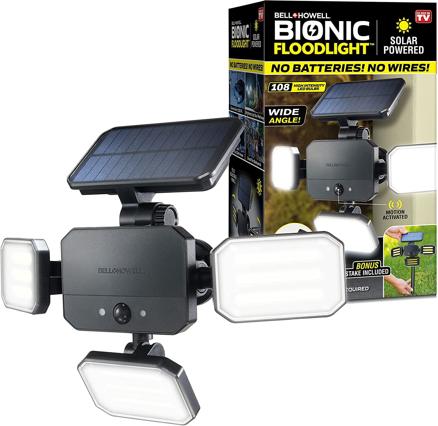Bionic Solar Powered 5 W LED Floodlight, Black